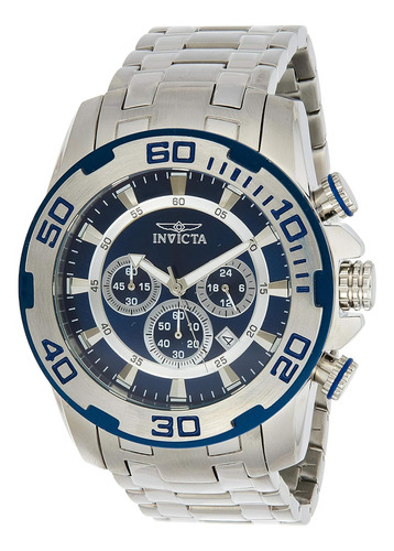 Reloj Invicta 22319 Men's 22319 Pro Diver Analógico De Visu Color De La Correa Plata Color Del Bisel Acero Inoxidable Color Del Fondo Azul