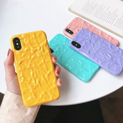 Funda Para iPhone Colores Vivos Textura 3d Moda D Goma +mica