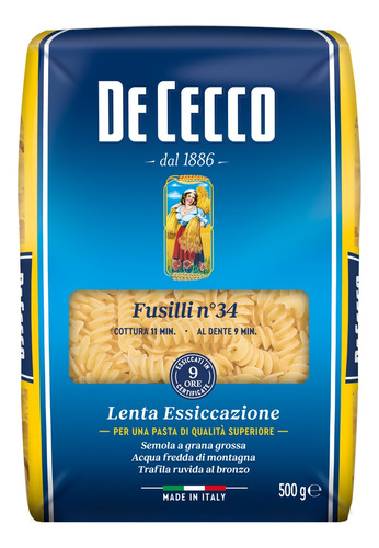 Fideos De Cecco Fusilli N° 34 500 Gr. Italia