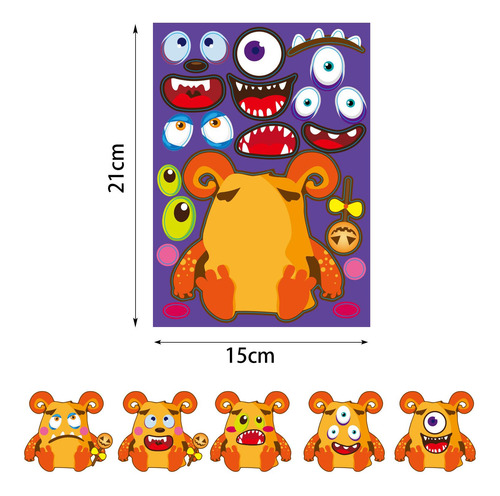 Halloween Make A Face Sticker Zombie Pumpkin Witch Puzzle