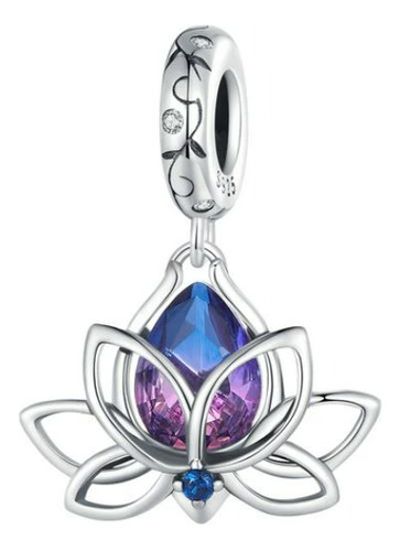 Charm Flor De Loto Morada - Plata De Ley S925