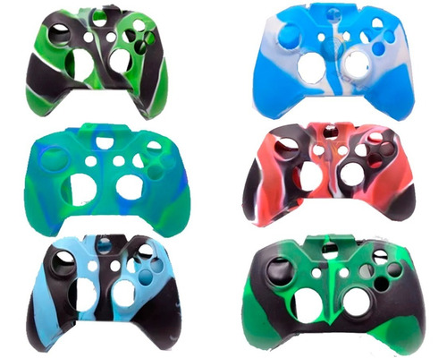 2 Fundas Silicon Verde Camuflaje Control Xbox One Y 4 Grips