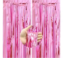 Comprar Paquete De 2 Cortinas De Flecos De Papel De Aluminio Rosa De