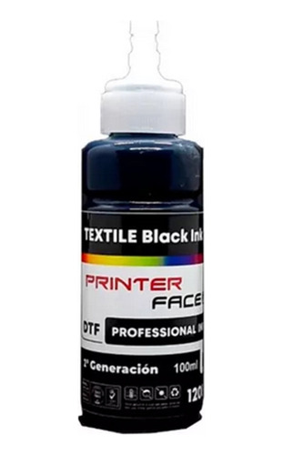 Tinta  Pigmentada 100% Textil Dtf Profesional 100ml Negro