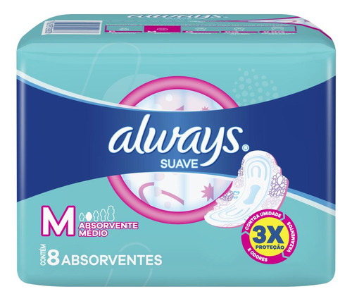 Absorvente Always Proteção Total Suave Com Abas - 8 Unidades