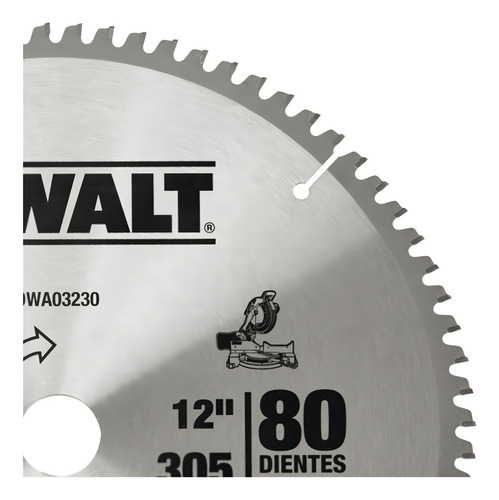 Hoja de sierra deslizante Dewalt Dwa03230 de aluminio con 80 dientes, color plateado