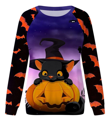 Sudadera Femenina Con Impresión 3d Halloween Moda Casual