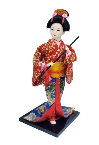 Figura Geisha Kabuki Muñeca Decorativa Kimono Japonesa