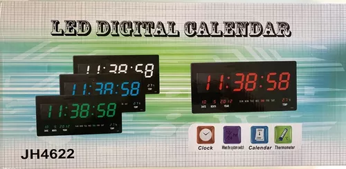 Reloj Digital Led De Pared Calendario Temperatura 45cm