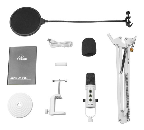 Imagen 3 de 3 de Kit De Micrófono Condensador Usb Yeyian Agile Nl Blanco