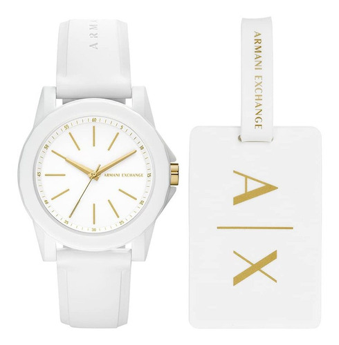 Reloj Mujer Armani Exchange Ax7126 Cuarzo Pulso Blanco En