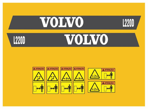 Kit De Adesivos Pá Carregadeira Compatível Com Volvo L220d Cor ADESIVO EMBLEMA GRÁFICO L 220D