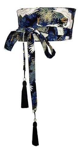 Kimono Yukata Japonés Vintage, Cinturón Obi, Pretina Harajuk