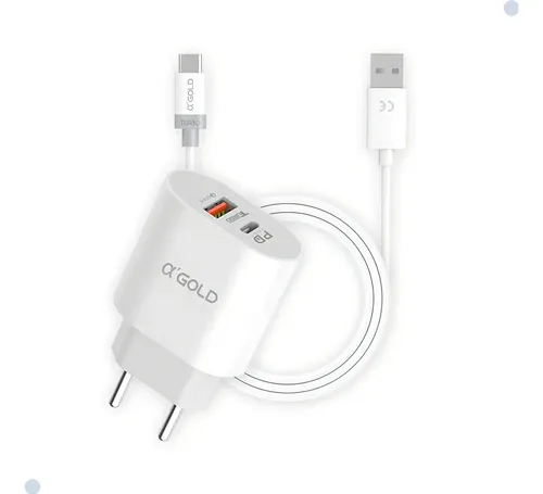 Carregador Rápido 40W Tipo C A'Gold com Cabo USB-C 1m para Motoro...