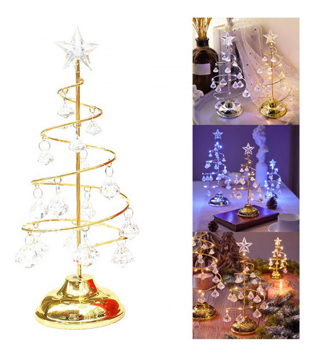 Lámpara De Árbol De Navidad Con Led Y Colgante De Cristal,