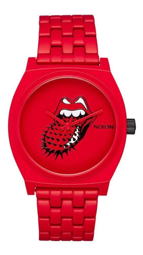 Reloj Nixon Rolling Stones Unisex Casual Analógico Teller Color De La Correa Rojo