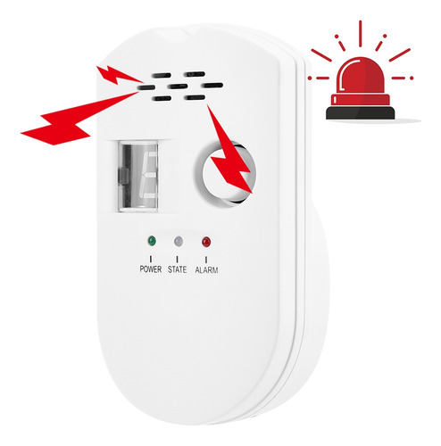 Detector De Alarme De Gás De Cozinha Abs White Ac 110-240v D