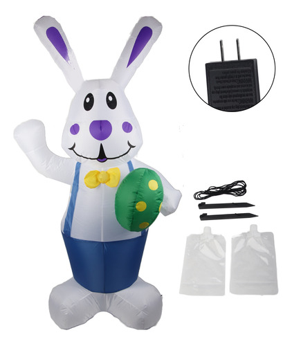 Decoración Inflable Con Forma De Conejo De Pascua Con Huevos
