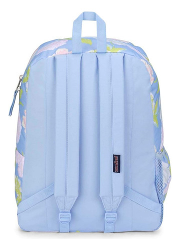 Mochila escolar casual Jansport Cross Town, cor azul claro, design de tecido liso