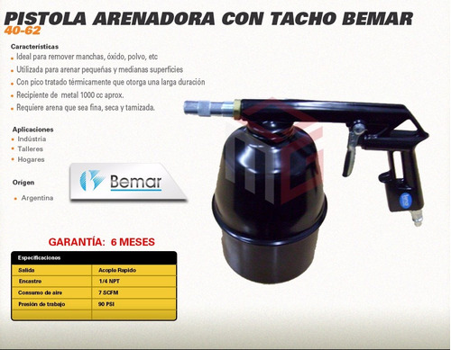 Pistola Arenadora Neumatica Compresor Con Tacho Bemar Dgm