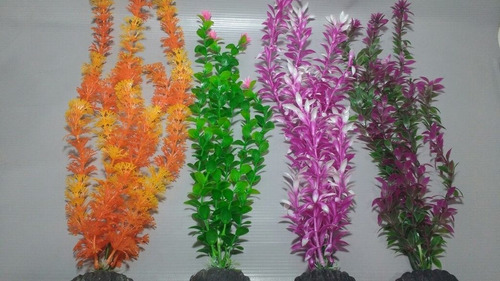 Plantas Artificiais Aquários Colors Kit 4 Un. 37 À 40 Cm