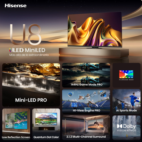 Pantalla Hisense Uled Miniled Pro 55u8n Googletv Quantum Dot (Usado)