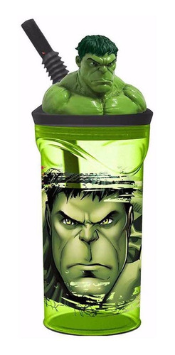 Vaso Infantil Con Tapa 3 D Increible Hulk Avengers