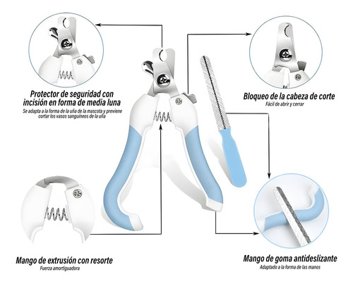 Kit Cuidado Para Mascota Corta Uñas Lima De Acero Inoxidable
