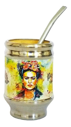 Imagen 4 de 8 de Equipo De Mate Madera Completo Frida Kahlo Regalo Cuero