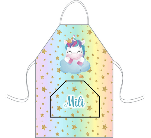 Delantal Cocina Mediano Para Niños Mini Chef Personalizado Unicornio Personalizado