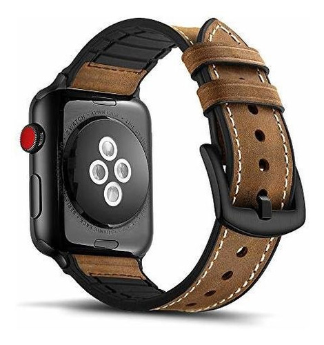 Tasikar Leather Silicone Band Compatible With Apple Watch Ba