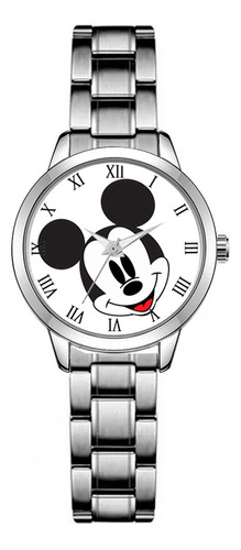 Reloj Mickey Mouse Acero Dama Mickei + Estuche
