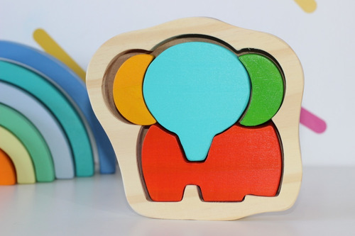 Imagen 1 de 4 de Juguete Bebe Estimulación Puzzle Elefante 18 A 24 Meses