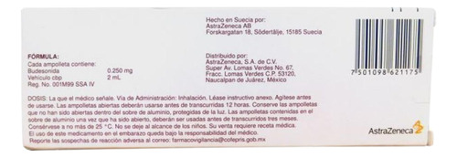 Pulmicort Suspensión Para Nebulizar 0.125 Mg / Ml Caja Con 5