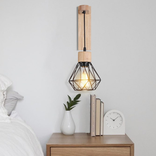 . Lámpara De Pared De Madera Estilo Nórdico E27