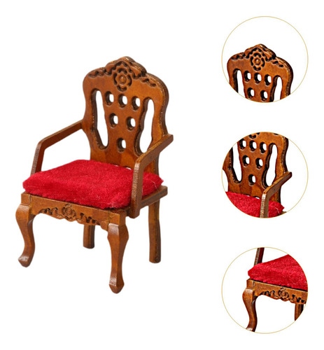 1/12 Silla De Casa De Muñecas, Muebles En Color De Madera
