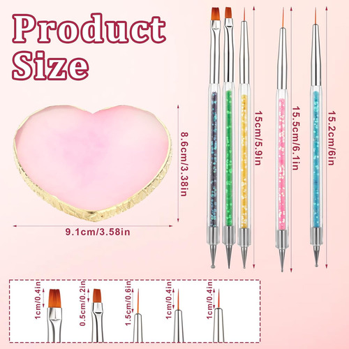 Paleta De Decoración De Uñas, 6 Piezas En 1, Juego De Paleta