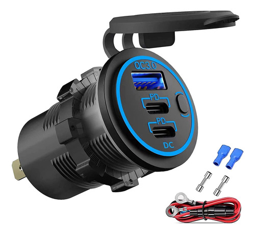 Adaptador De Cargador De Coche Usb 12 V Dual Pd Usb-c Para