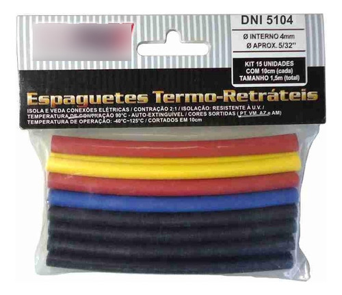 Espaguete Termo Retratil Dni 4mm Com 15pecas 5104