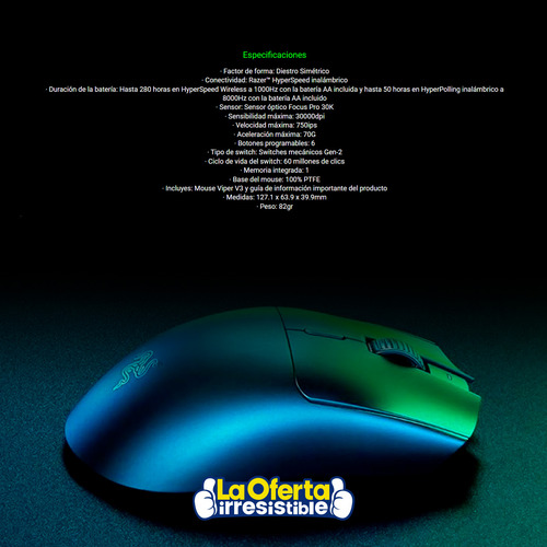 Mouse Gamer Razer Viper V3 Hyperspeed Inalámbrico