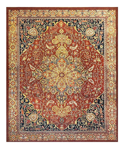 Tapete Sala 240x300 Classico Oriental Kashan Vermelho Preto Comprimento 300 cm Largura 240 cm