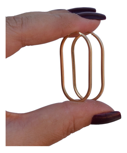 Brinco Argola Oval M Ouro Semijoia 6152305