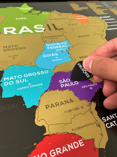 Imagem 7 de 9 de Kit 2x Mapa Do Brasil De Raspar Unlocked Sem Moldura 60x42cm