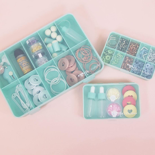 Mini Caja Organizadora 10 Compartimentos - Transparente/turq