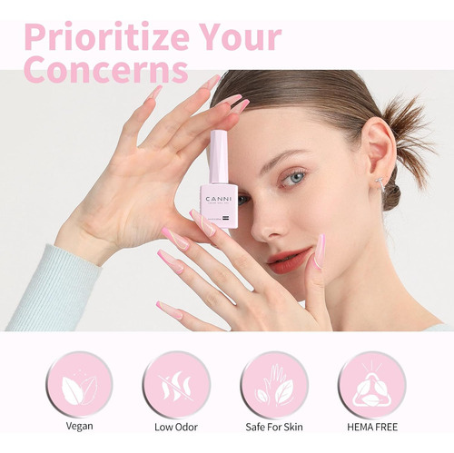 Canni Esmalte De Uñas De Gel Rosa Claro, 1 Unidad De Esmalte