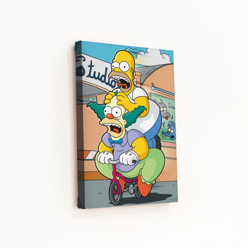 Cuadro Moderno Los Simpsons Homero Krusty Bicicleta El Bucle