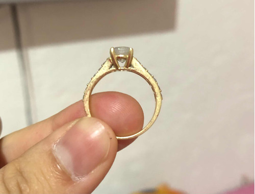 Anillo Compromiso Oro 14 K Oro Sólido Con Zirconias Usado