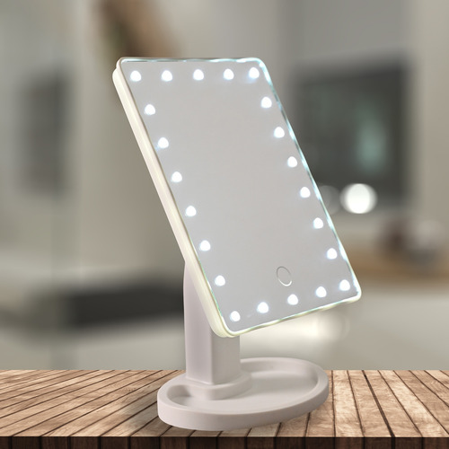 Espejo De Maquillaje Con Luz Led Recargable Usb 3 Niveles