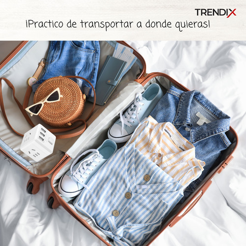 Enchufe Universal Adaptador Cubo 3 Tomas + 3 Usb