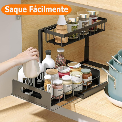 Rack Organizador Debajo Del Fregadero Para Cocina O Baño Color Negro